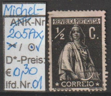 1912 - PORTUGAL - FM/DM "Ceres" 1/2 C Schwarz - O Gestempelt - S.Scan  (port 205Axo 01-02) - Oblitérés