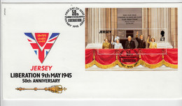 Jersey 1995 Liberation Miniature Sheet On FDC - Jersey