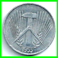 REPUBLICA DEMOCRATICA DE ALEMANIA ( DDR )  MONEDA DE 10 PFENNING AÑO - 1953 - CECA - A - MONEDA DE ALUMINIO CIRCULADA - 10 Pfennig