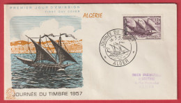 FDC Bateau Ship Service Postal Maritime Journée Du Timbre Alger 1957 Algerie - FDC