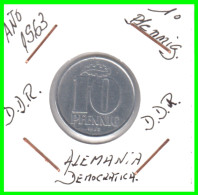 REPUBLICA DEMOCRATICA DE ALEMANIA ( DDR )  MONEDA DE 10 PFENNING AÑO - 1963 - CECA - A - MONEDA DE ALUMINIO CIRCULADA - 10 Pfennig