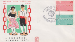 Enveloppe  FDC  1er  Jour   ANDORRE   Paire   EUROPA    1971 - FDC