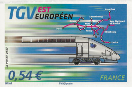 CPM Représentant Le Timbre TGV EST EUROPEEN En 06/2007 - Timbres (représentations)