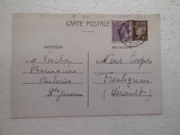 Delcampe - Entier Postale Timbre Pétain 80c 1942, Marcophilie Convoyeurs TOULOUSE A AX LES THERMES...CP13 - Frontignan