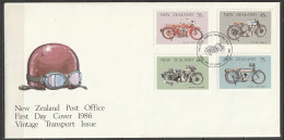 New Zealand Mi 954-57 Old Motors 1986 FDC Motorcycles - FDC