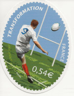 CPM Représentant Le Timbre Coupe Du Monde De Rugby 2007, La Transformation émis 2007 - Timbres (représentations)