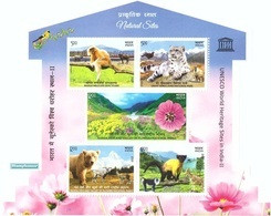 India 2020 UNESCO World Heritage Flora Fauna Miniature Souvenir Sheet Block MNH - Hojas Bloque