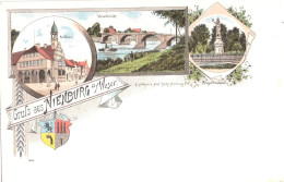 NIENBURG An Der Weser Color Litho Kriegerdenkmal Rathaus Weserbrücke TOP-Erhaltung Ungelaufen - Nienburg