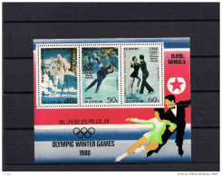 Olympische Spelen  1980 , Noord Corea  - Blok Postfris - Hiver 1980: Lake Placid