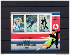 Olympische Spelen  1980 , Noord Corea  - Blok Postfris - Winter 1980: Lake Placid
