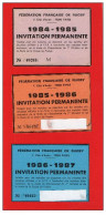 SIX Cartons INVITATION PERMANENTE FFR. DE 1984 A 1990 (rectos Verso) - Rugby