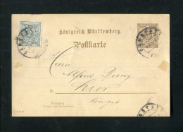 "WUERTTEMBERG" 1894, Mi. 60 Als Zusatzfrankatur Auf Postkarte Ortsverkehr "Cannstatt" (0045) - Briefe U. Dokumente