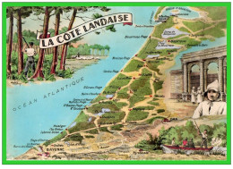 LA COTE LANDAISE. Carte Géographique.. " Le Boucau" (recto Verso) - Boucau