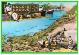 LA COTE BASQUE. Carte Géographique.. " Le Boucau" (recto Verso) - Boucau