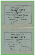 ECOLE ALSACIENNE-DEUX- BONNE NOTE Narration Française-Anglais 1937(rectos Versos) - Diplômes & Bulletins Scolaires