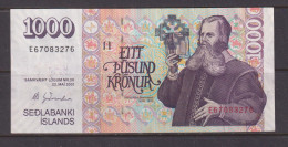 ICELAND -  2001 1000 Kronur Circulated  Banknote - Island