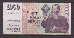 ICELAND -  2001 1000 Kronur Circulated  Banknote - IJsland