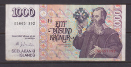 ICELAND -  2001 1000 Kronur Circulated  Banknote - Island