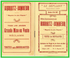 BIARRITZ-BONHEUR "Le Dépliant " Horaires" Service D'étè 1927..(rectos  Versos) - Europe