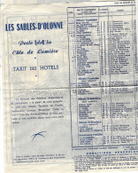 85 - LES SABLES D' OLONNE - T.Beau Dépliant Touristique Sur Le Tarif Des Hôtels - Deportes & Turismo