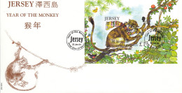 Jersey 2004 -,Year Of The Monkey - On Official FDC - Jersey