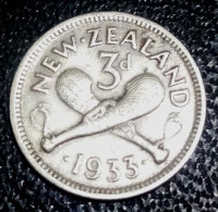 New Zealand - 3 Pence, 1933 George V, Silver, Gomaa - Nieuw-Zeeland