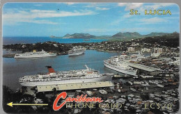 CARTE-MAGNETIQUE-St LUCIA-EC20$-PORT CASRTIES-TBE-RARE - Santa Lucía