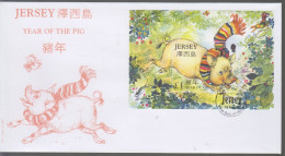 Jersey 2007 -Year Of The Pig - On Official FDC - Jersey