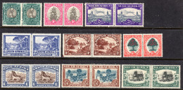 SOUTH AFRICA - 1947 DEFINITIVE SET IN PAIRS (18V) FINE LIGHTLY MOUNTED MINT LMM * SG 114-122 (2 SCANS) - Nuevos