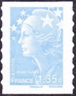 France Marianne De Beaujard Autoadhésif ** N°  489 Au Modèle 4476 -> Le 1.35 Euro Bleu Ciel - - 2008-2013 Marianne Of Beaujard