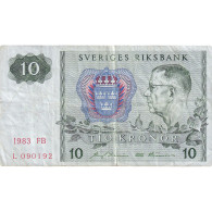 Billet, Suède, 10 Kronor, 1983, KM:52d, TB+ - Suède