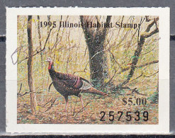 UNITED STATES  SCOTT NO SS3  USED SIGNED BY HUNTER YEAR 1995  ILLINOIS HABITAT STAMP - Duck Stamps