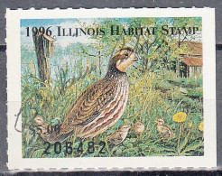 UNITED STATES  SCOTT NO SS4  USED SIGNED BY HUNTER YEAR 1996  ILLINOIS HABITAT STAMP - Duck Stamps