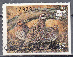 UNITED STATES  SCOTT NO SS9  USED SIGNED BY HUNTER YEAR 2003  ILLINOIS HABITAT STAMP - Duck Stamps