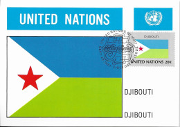 DJIBOUTI AFRIQUE  - CARTE MAXIMUM 1ER JOUR DRAPEAU DU PAYS, ONU 1981, VOIR LE SCANNER - Buste