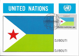 DJIBOUTI AFRIQUE  - CARTE MAXIMUM 1ER JOUR DRAPEAU DU PAYS, ONU 1981, VOIR LE SCANNER - Sobres