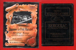 VIN DE BERGERAC . " DOMAINE LE PETIT MARSALET " & " CHÂTEAU MEYRAND-LACOMBE " . 2 ÉTIQUETTES - Réf. N°37882 - - Bergerac