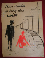 Affichette CDF SNCF Prototype Essai Aquarellée Pour Circuler Le Long Des Voies 22.8x30cm Sans éditeur - Chemin De Fer