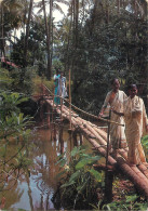 Asian Ethnics Wooden Bridge Crossing Jungle Scene - Azië
