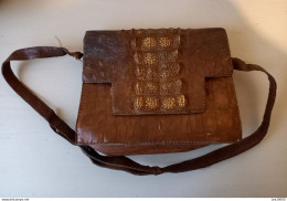 Vintage 50's Véritable Sac à Main Pochette Femme, Peau, Cuir De Crocodile Skin 1 Anse - Beurzen En Zakken