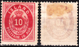 ICELAND / ISLAND 1876 Figure In Oval. 10A Perf 14:13 1/2, MH - Ungebraucht