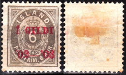 ICELAND / ISLAND 1902 Figure In Oval. 6A Overprinted. Perf 12 3/4, MLH Lot #2 - Nuovi