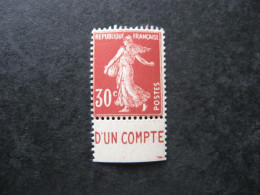 A). TB N° 360b, Neuf XX. Avec PUB Inférieure " C.C.P. ". - Unused Stamps