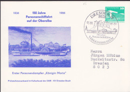 Privat-GA 150 Jahre Personenschiffahrt Auf Der Oberelbe, Erster Personendampfer "Königin Maria", SoSt. Dresden - Privé Postkaarten - Gebruikt