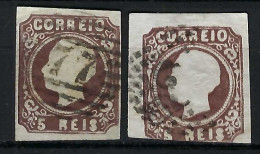 PORTUGAL Ca.1862-64:  2x Le Y&T 13 Obl., 2 Nuances - Usado