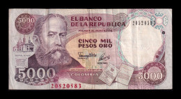 Colombia 5000 Pesos Oro Rafael Nuñez 31.01.1992 Pick 436A Bc/Mbc F/Vf - Colombia