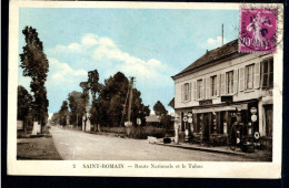 76 SAINT ROMAIN - ROUTE NATIONALE ET LE TABAC - COULEURS - Saint Romain De Colbosc