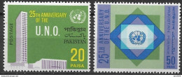 1970 Pakistan Mi. 289-90 **MNH   25 Jahre Vereinte Nationen (UNO) - Pakistan