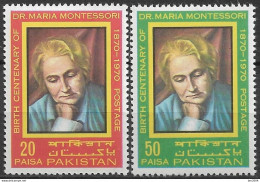 1970 Pakistan Mi. 297-8 **MNH   100. Geburtstag Von Maria Montessori. - Pakistan