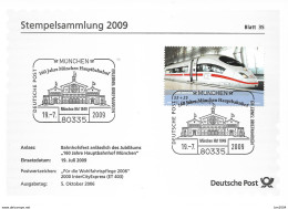 2009 Allem. Fed. Deutschland Mi. 2561 Stempelkarte Blatt 35  "160 Jahre Hauptbahnhof München." - 2001-2010